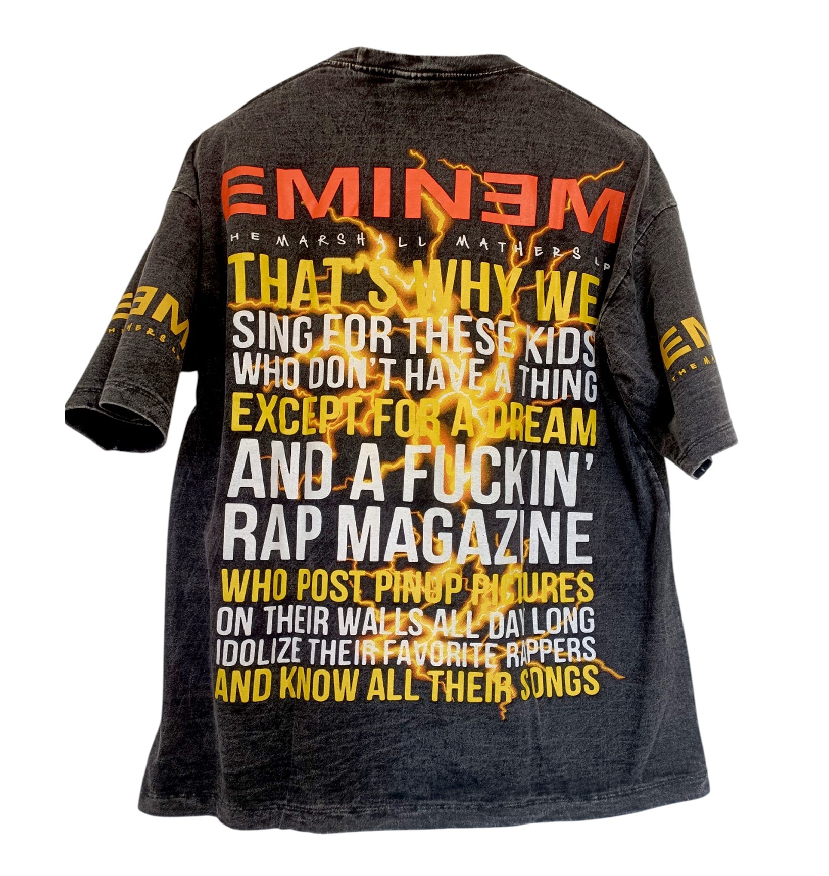 Vue dos t-shirt gris délavé stonewashed imprime bootleg eminem