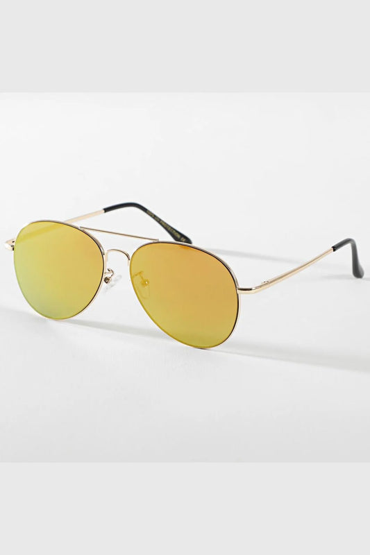 Lunettes de soleil aviateur à verres miroir jaune - GL BOUTIK