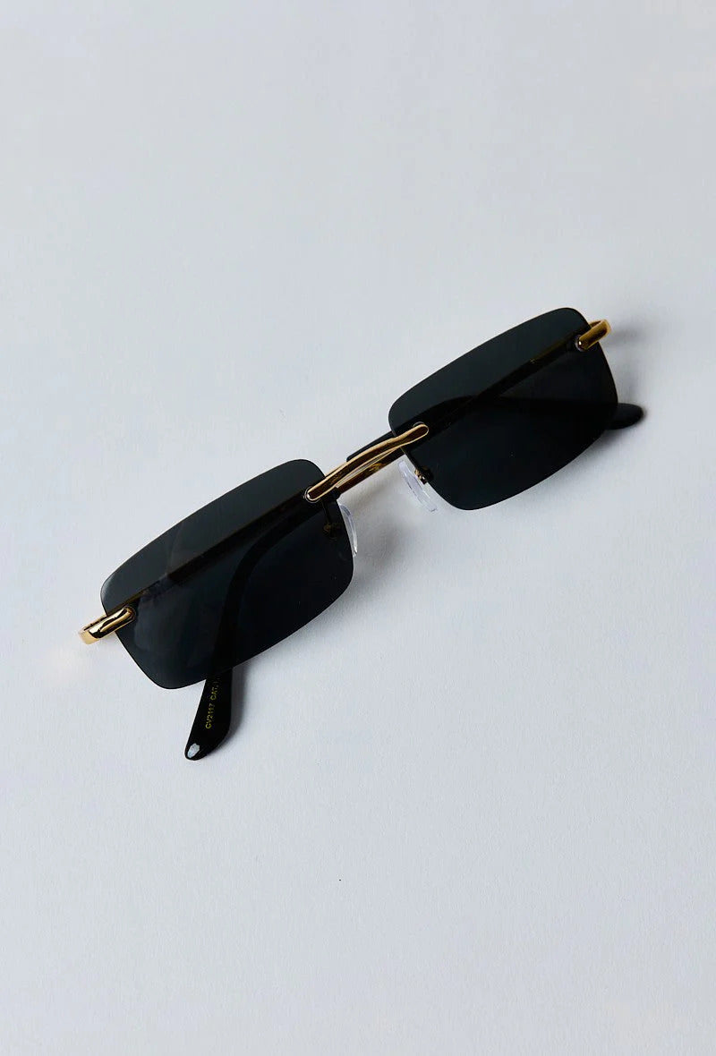 Lunettes de soleil rectangulaires à verres sans monture noirs - GL BOUTIK