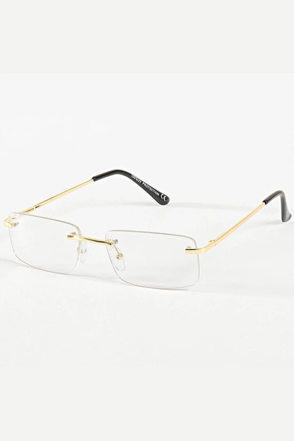 Vue face lunettes rectangulaires à verres sans monture transparents - GL BOUTIK