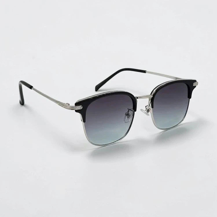 Vue côté lunettes solaires clubmaster à verres dégradé bleu foncé - GL BOUTIK