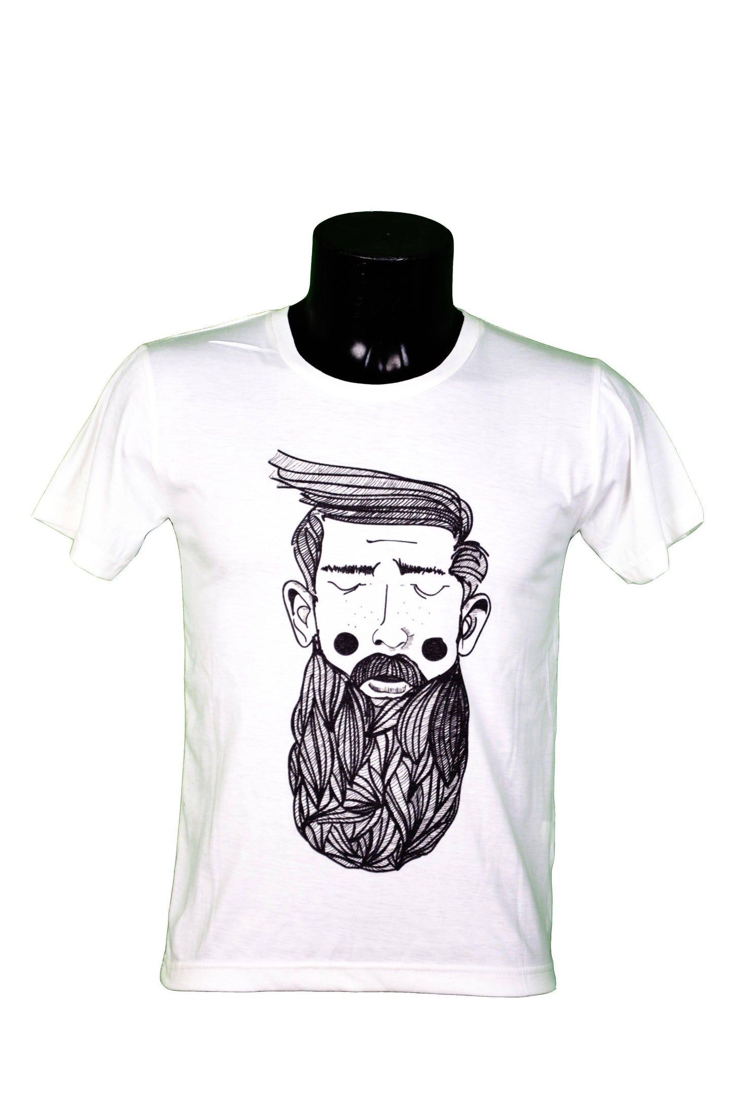 T-shirt illustration visage barbu blanc