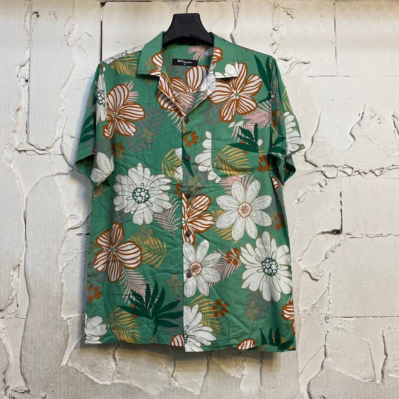 Chemise hawaienne homme à fleurs couleur vert - GL BOUTIK