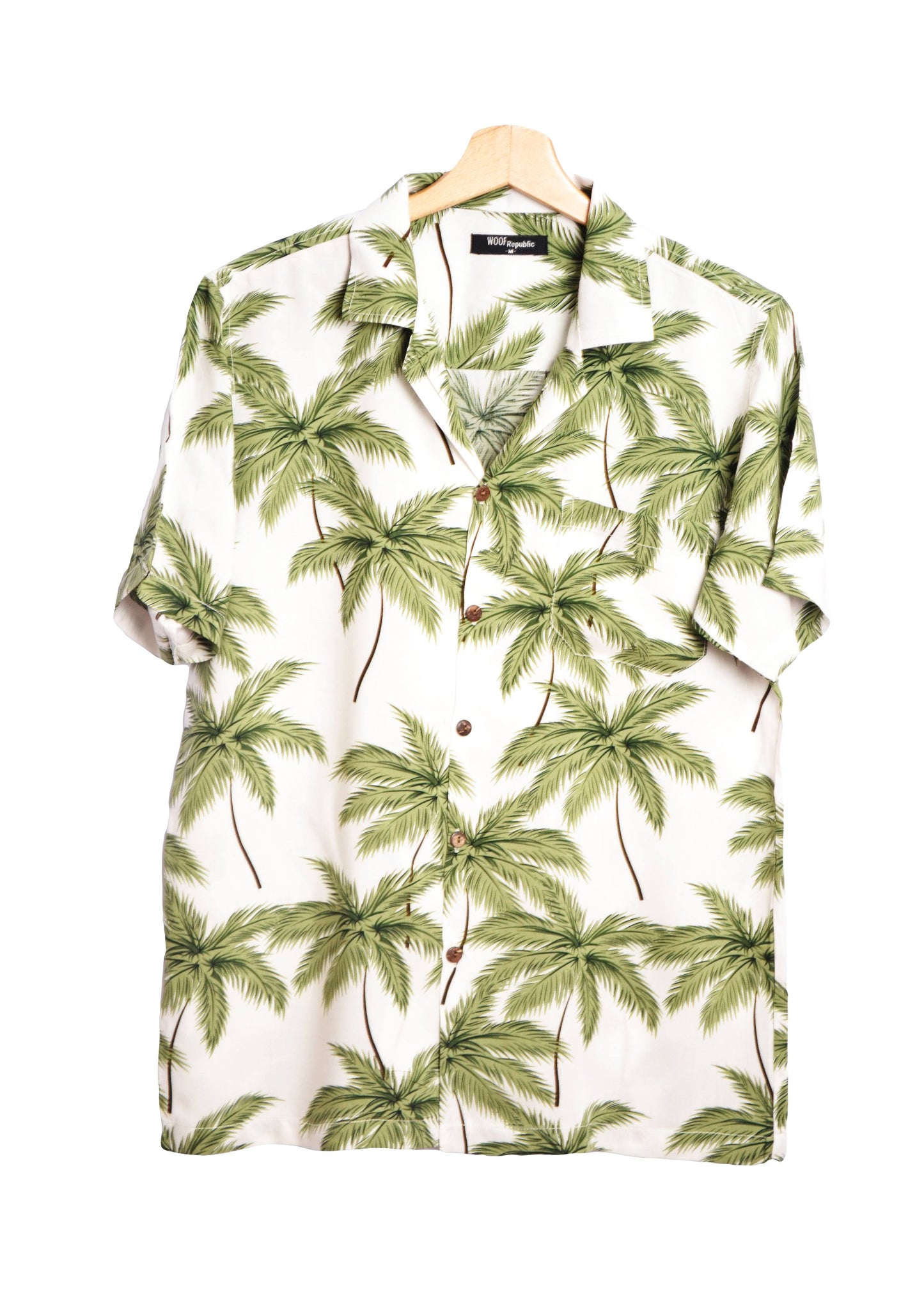 Chemise hawaienne blanche imprimé feuilles de palmiers - GL BOUTIK