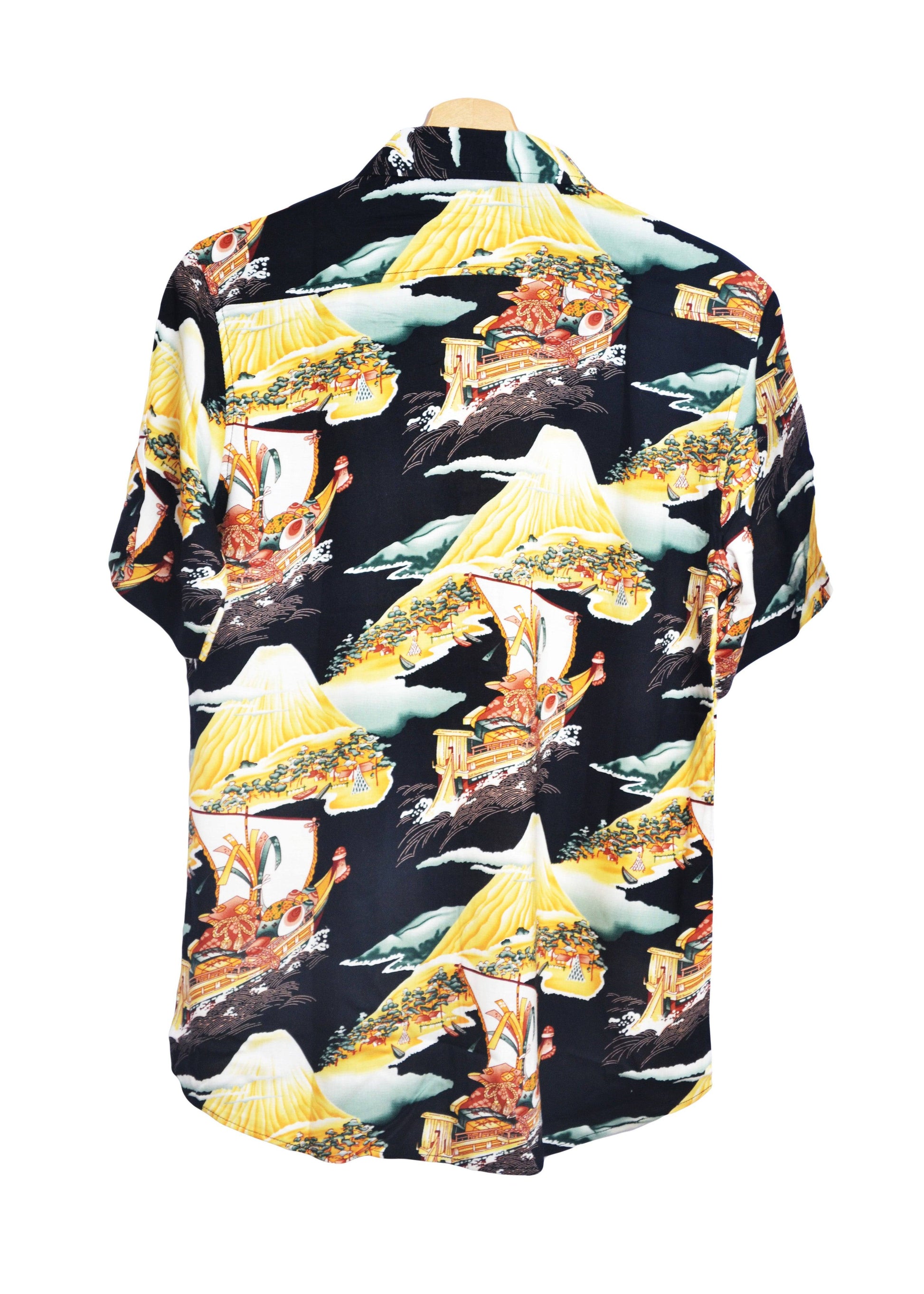Vue dos chemise hawaienne noire imprimé paysage asiatique - GL BOUTIK