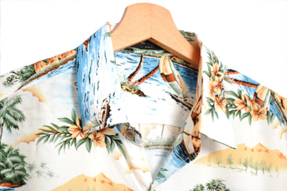 Vue col chemise hawaienne imprimé plage et palmiers - GL BOUTIK