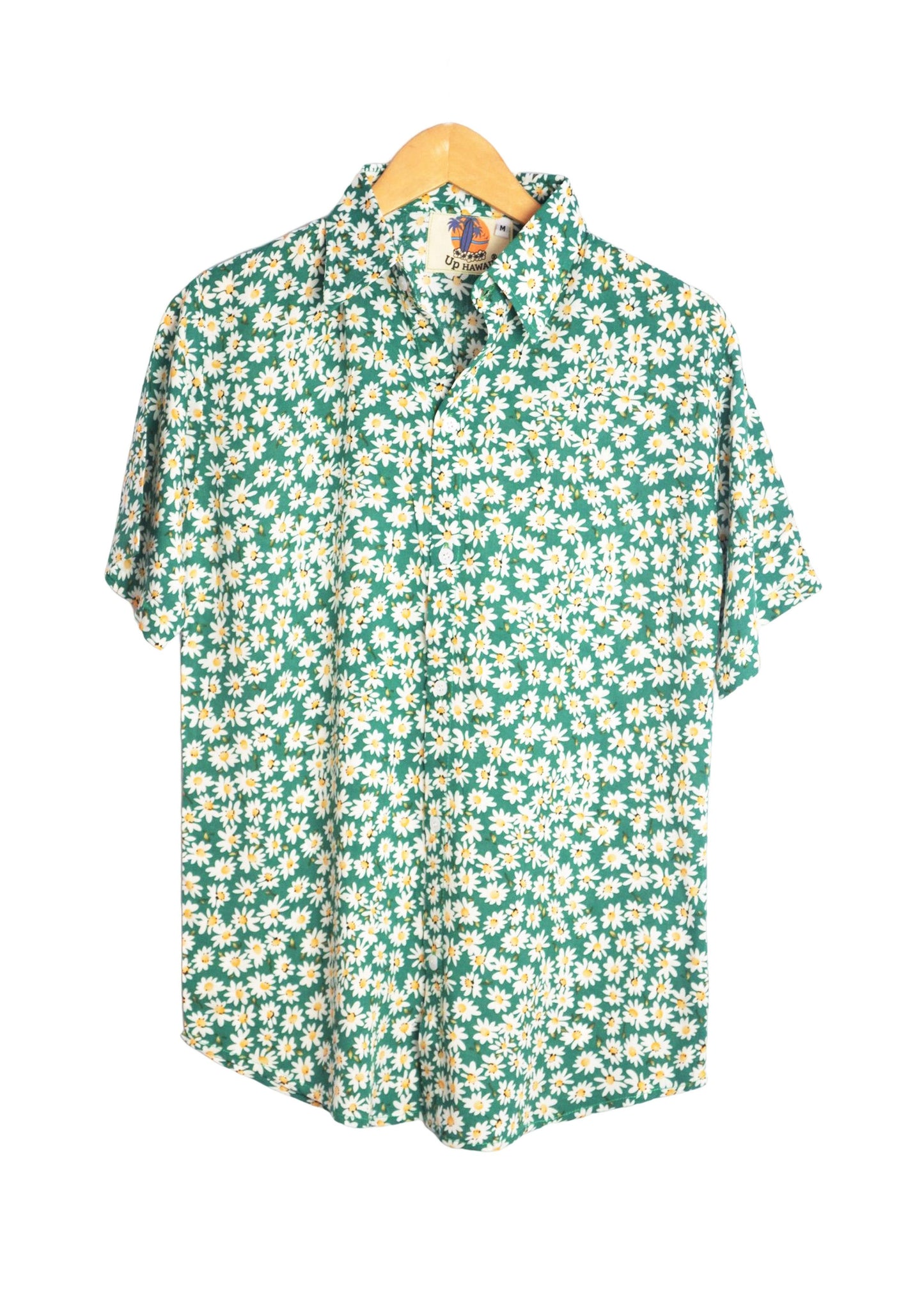 Chemise hawaienne verte motifs paquerettes - GL BOUTIK