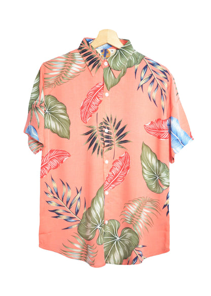 Chemise à fleurs couleur saumon marque up hawaii - GL BOUTIK