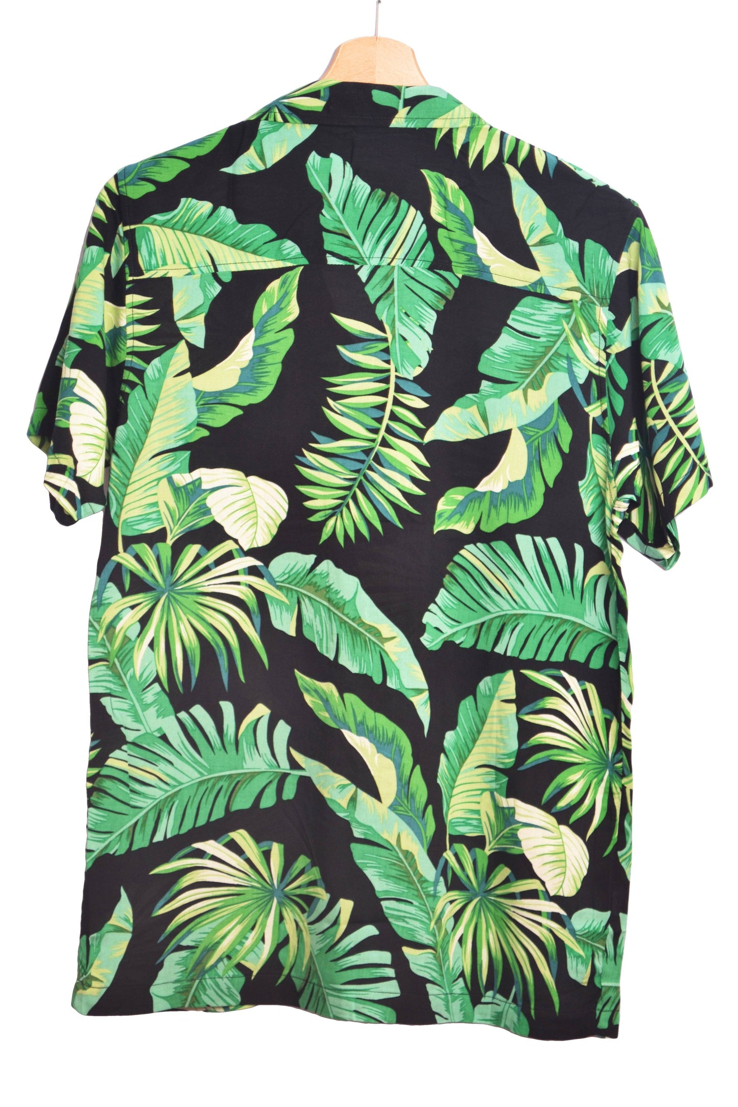 Chemise hawaienne noire pour homme avec imprimé floral vert - Vue dos