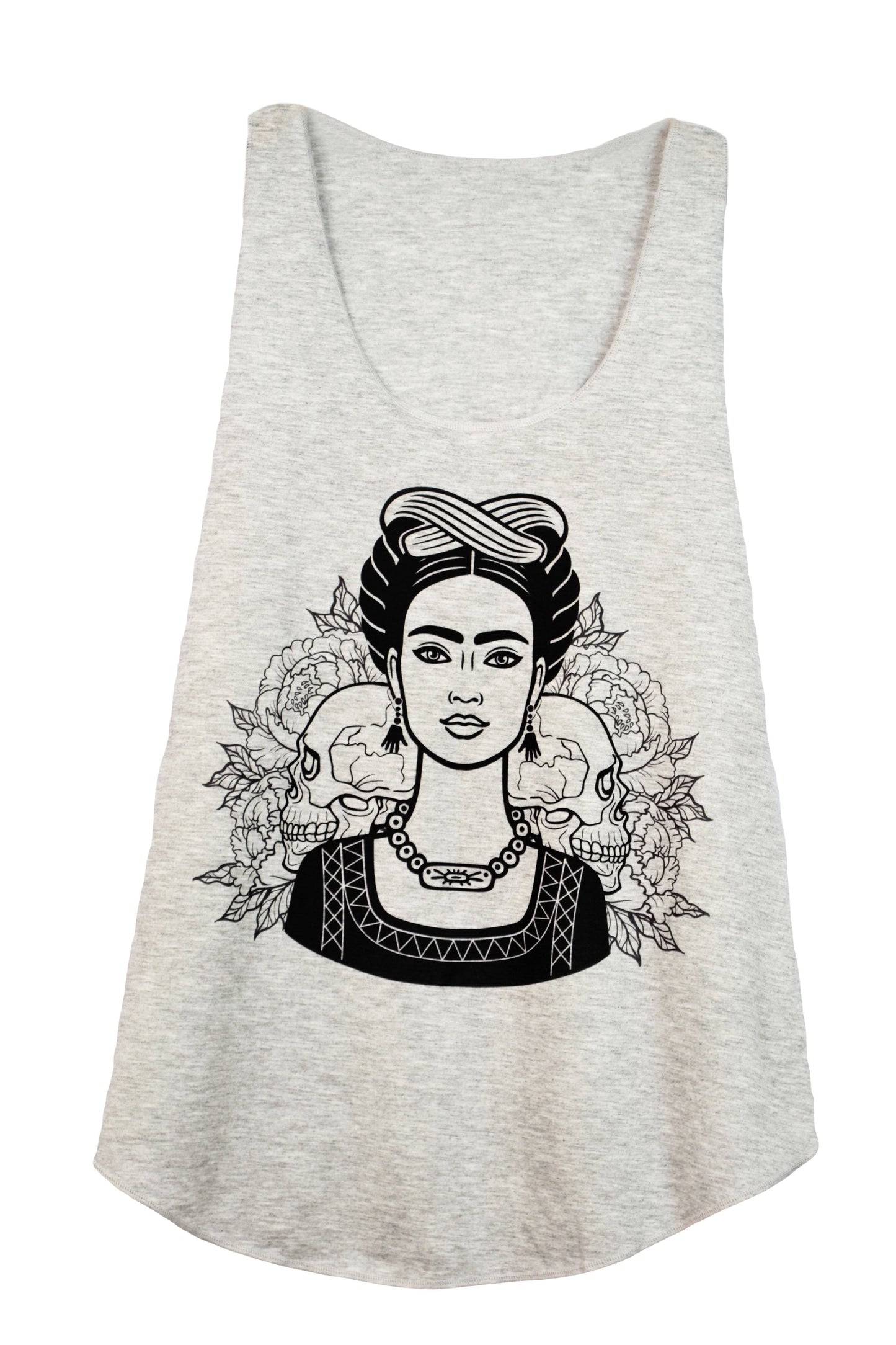Débardeur femme couleur gris imprimé illustration frida kahlo - GL BOUTIK