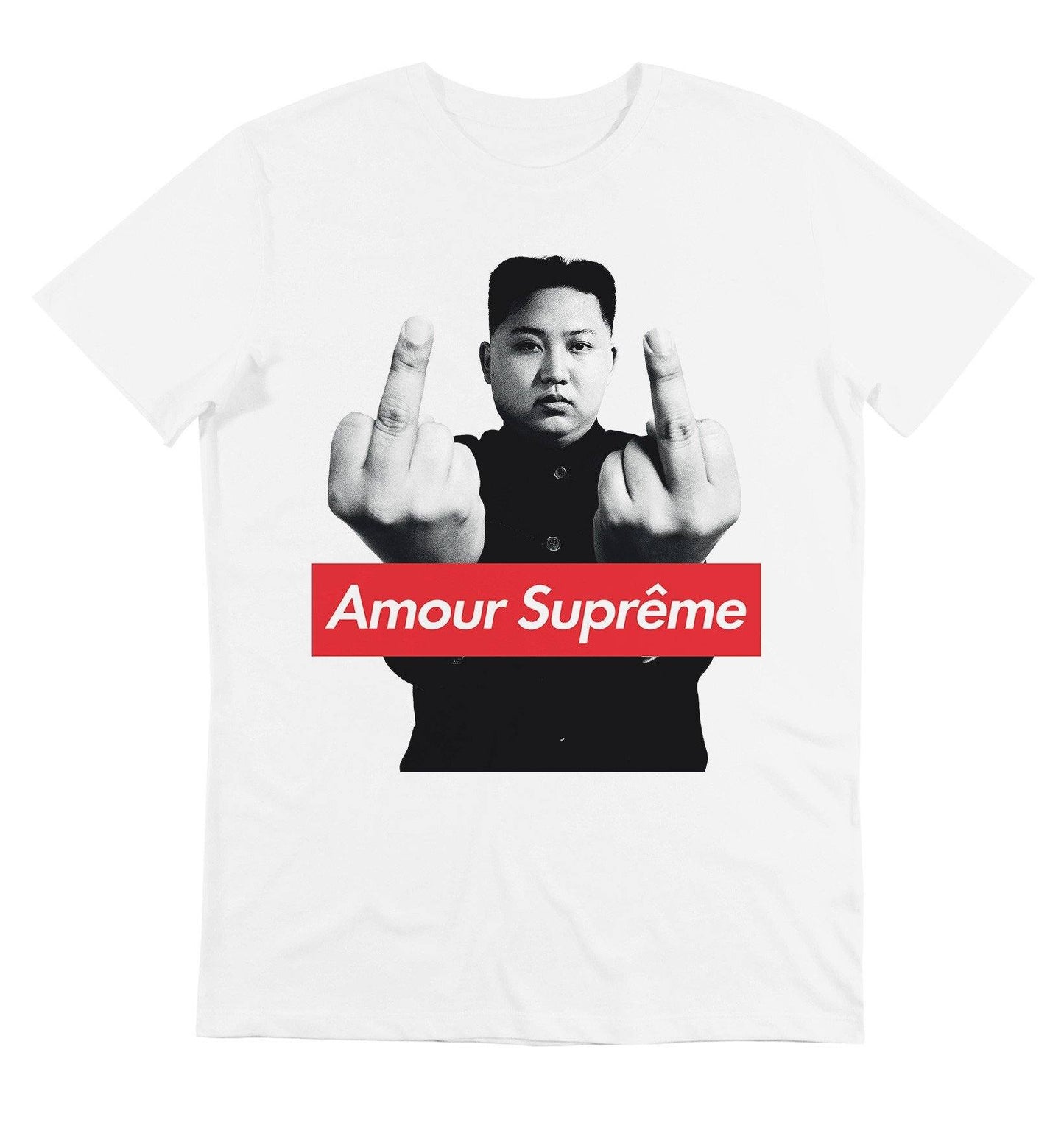 T-shirt kim jong un doigt d'honneur blanc