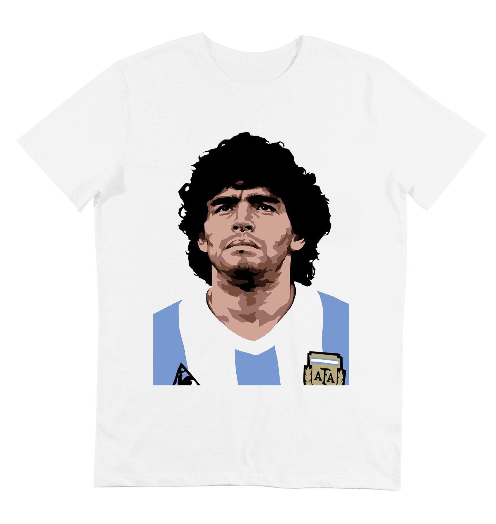 T-shirt homme blanc imprimé illustration diego maradona -GL BOUTIK