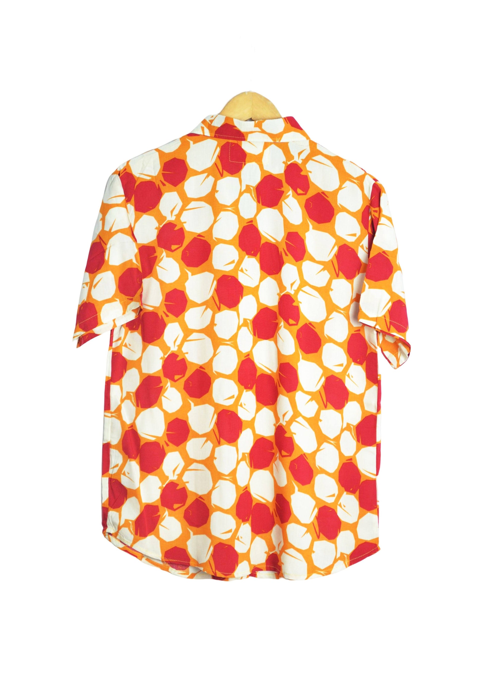 Vue dos chemise orange à motifs ronds rouge et beige - GL BOUTIK