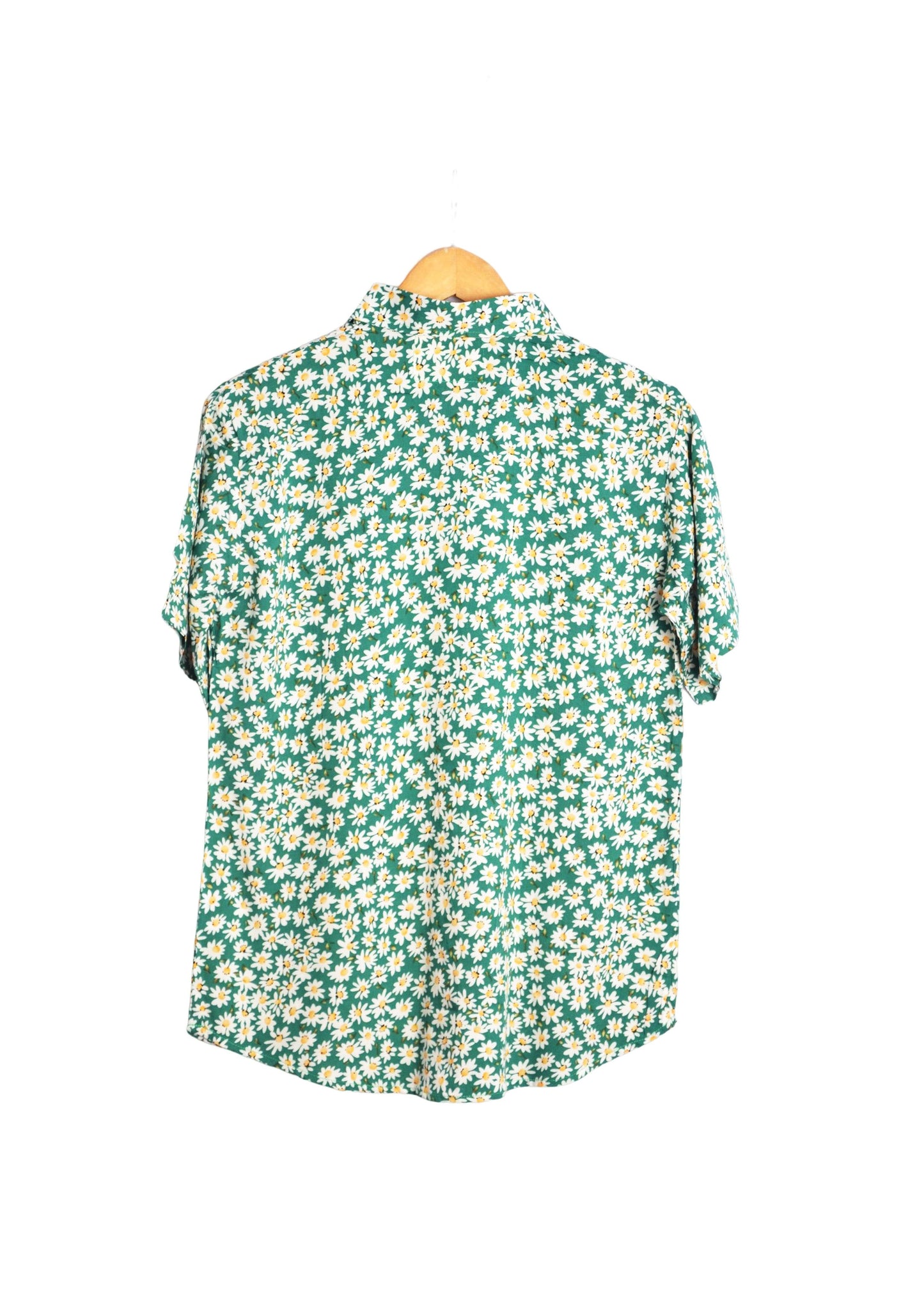 Vue dos chemise hawaienne verte motifs paquerettes - GL BOUTIK