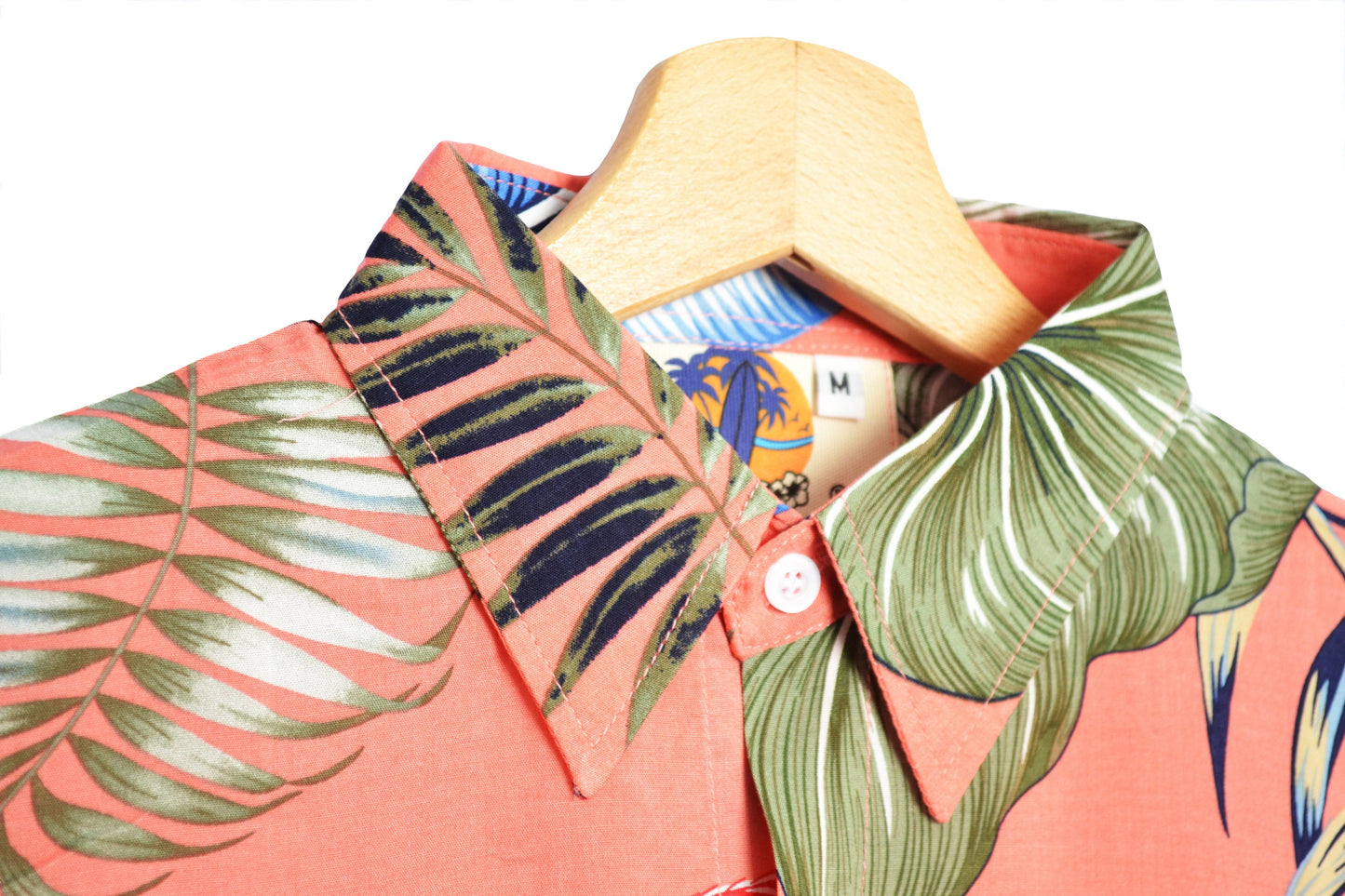 Vue col chemise à fleurs couleur saumon marque up hawaii - GL BOUTIK