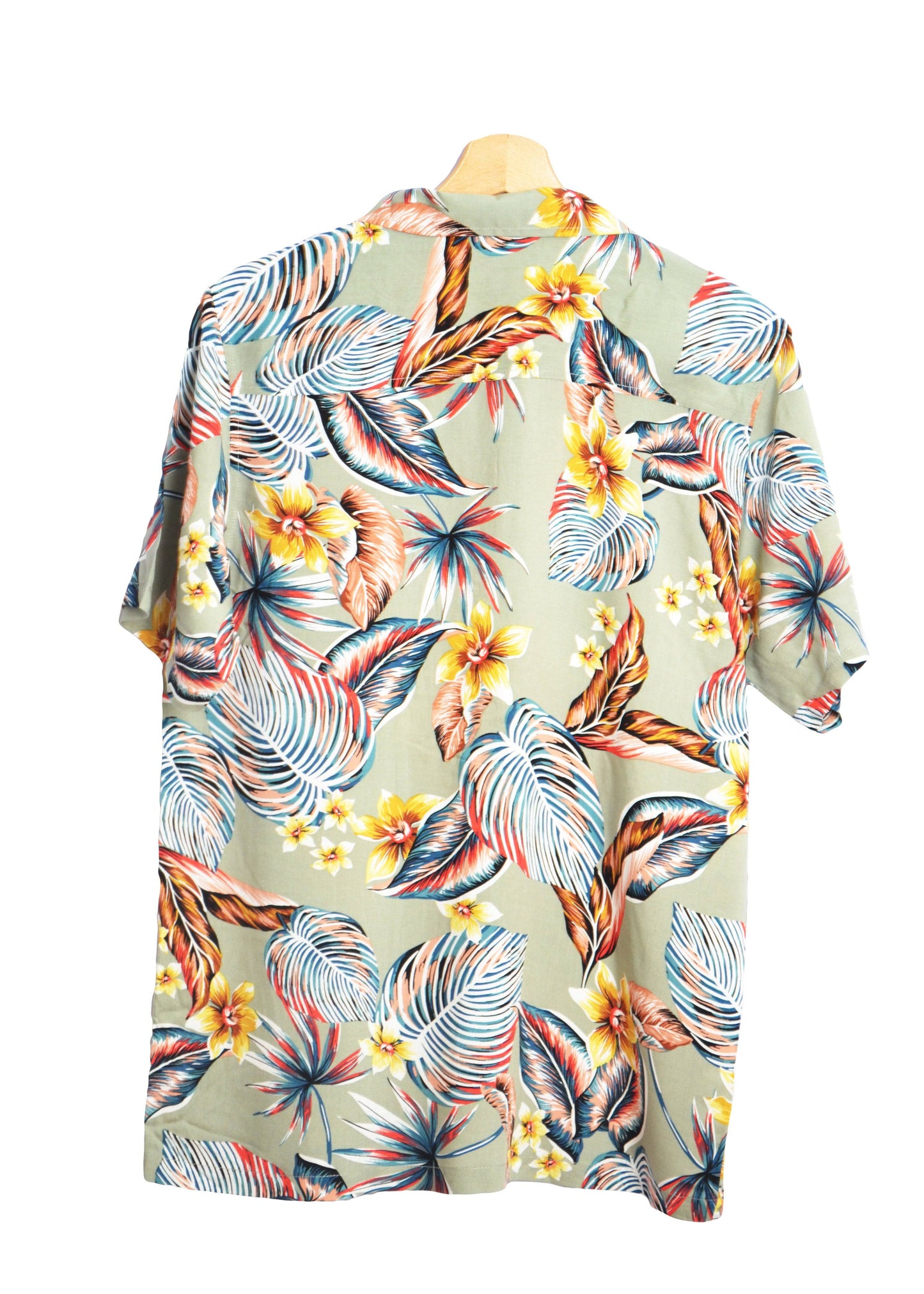 Vue dos chemise hawaienne grise à fleurs multicolores - GL BOUTIK