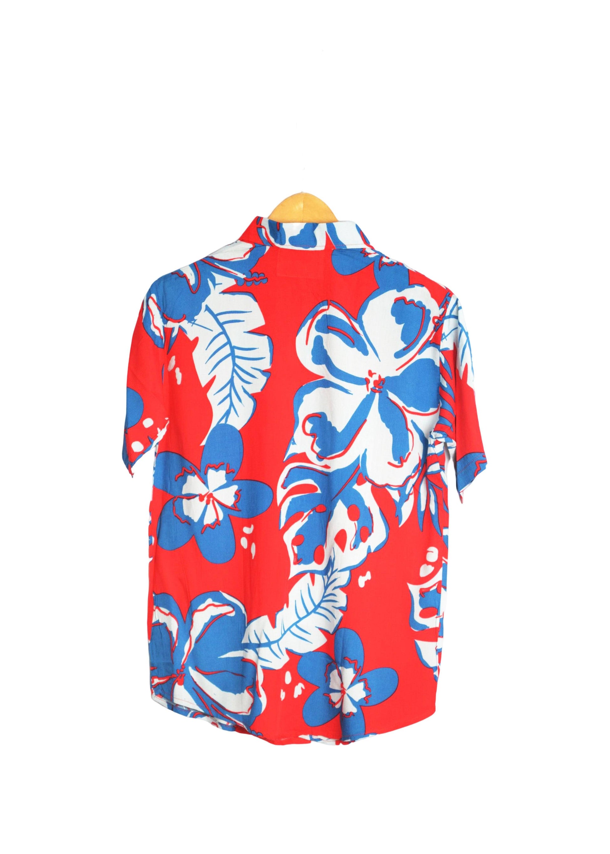 Vue dos chemise hawaienne rouge à fleurs - GL BOUTIK