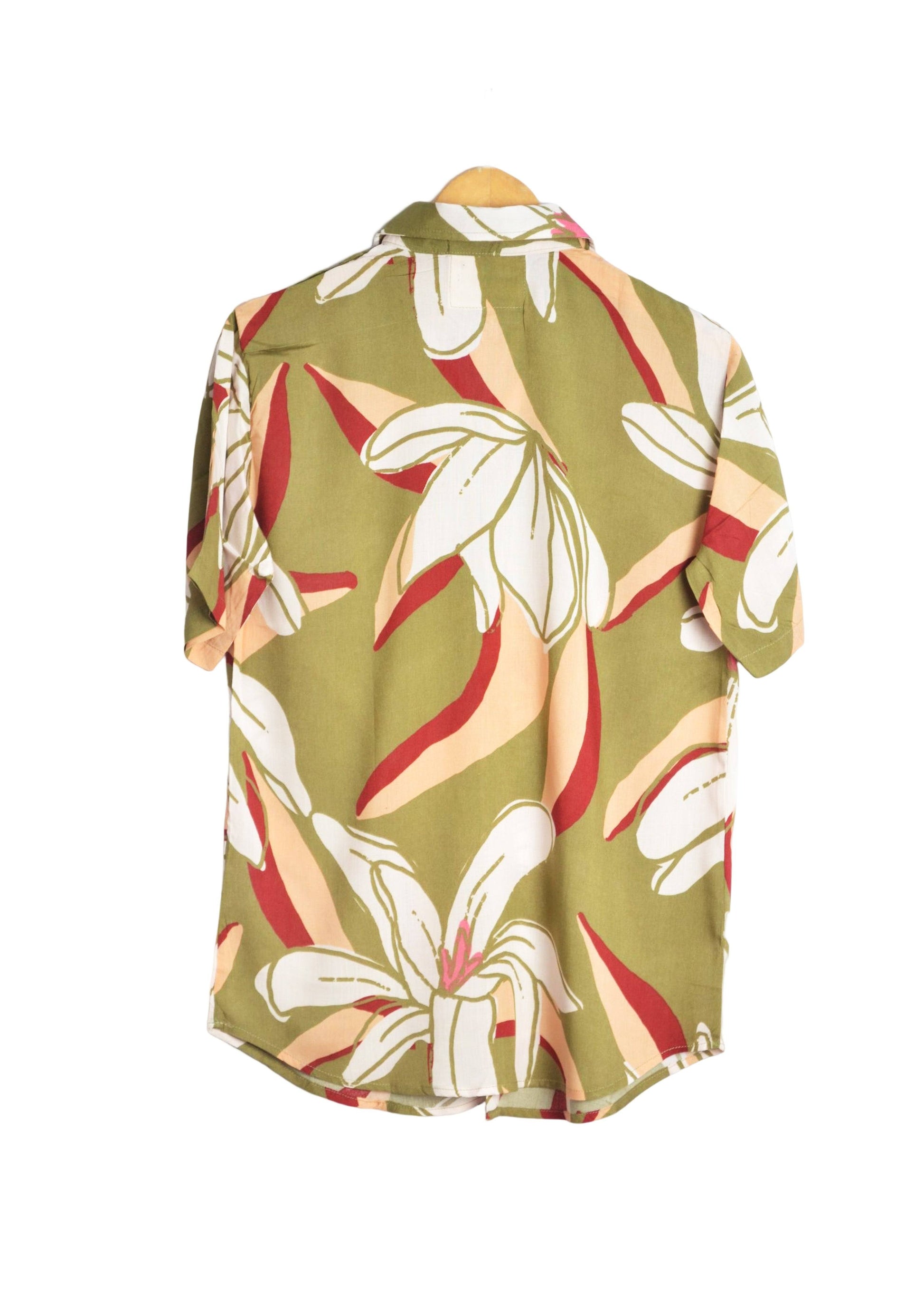 Vue dos chemise hawaienne couleur kaki marque up hawaii - GL BOUTIK