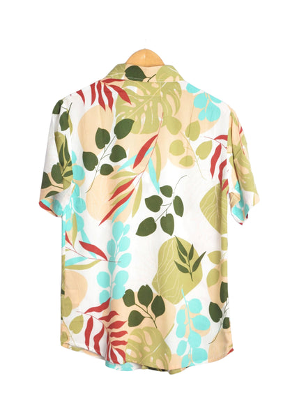 Vue dos chemise hawaienne blanche à fleurs multicolores - GL BOUTIK