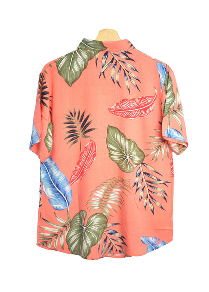 Vue dos chemise à fleurs couleur saumon marque up hawaii - GL BOUTIK