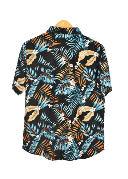 Vue dos chemise hawaienne noire à fleurs - GL BOUTIK