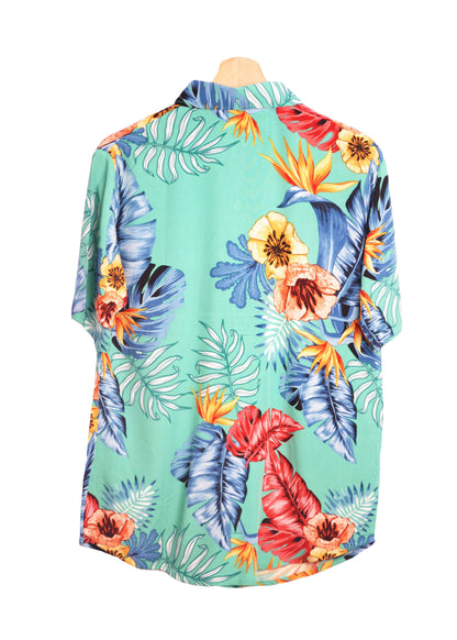 Vue dos chemise hawaienne homme couleur turquoise marque up hawaii - GL BOUTIK