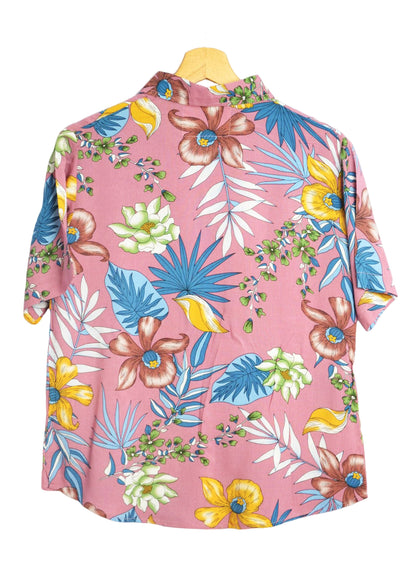 Vue dos chemise hawaienne coupe femme couleur mauve - GL BOUTIK