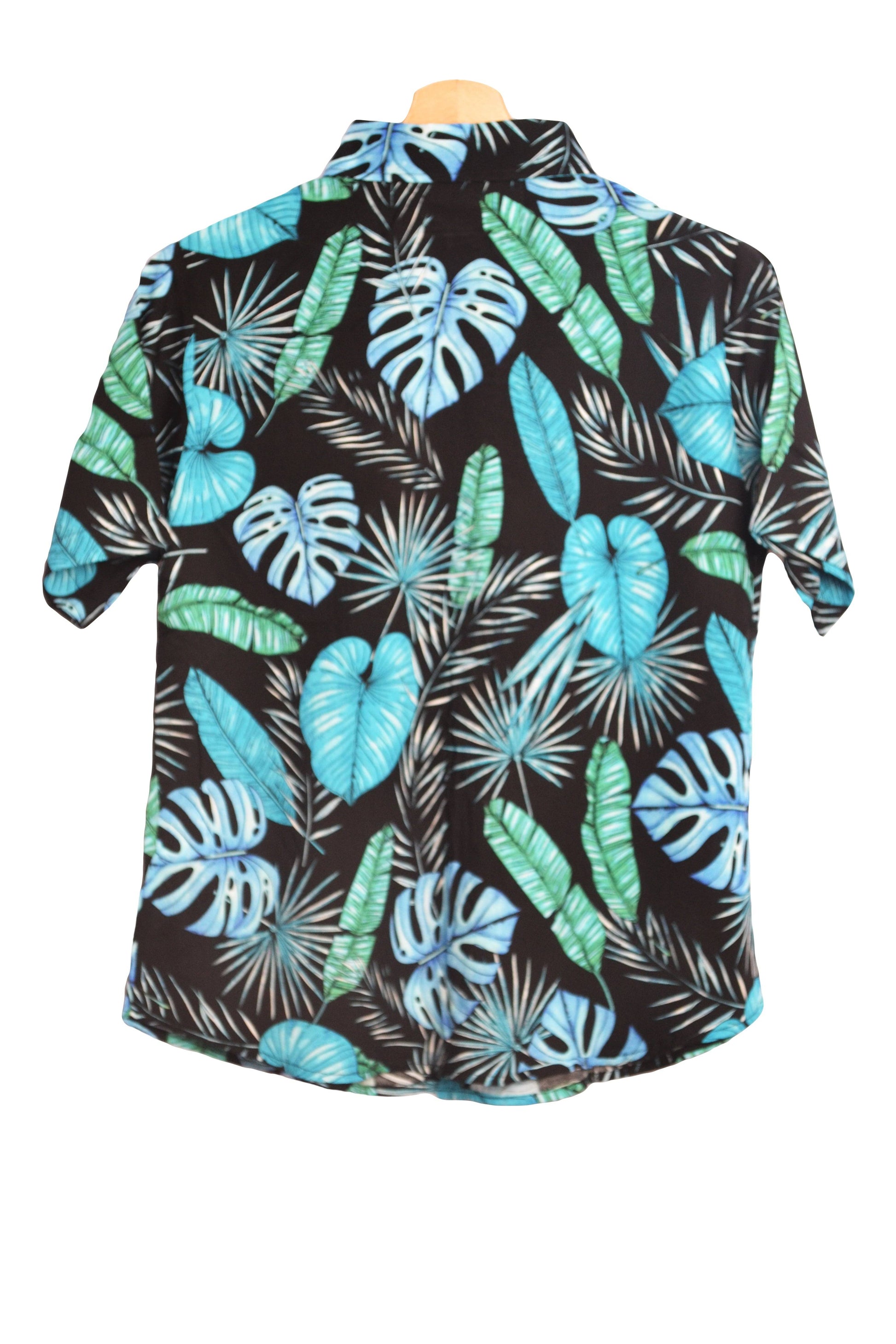Vue dos chemisier noir up hawaii à fleurs bleues - GL BOUTIK