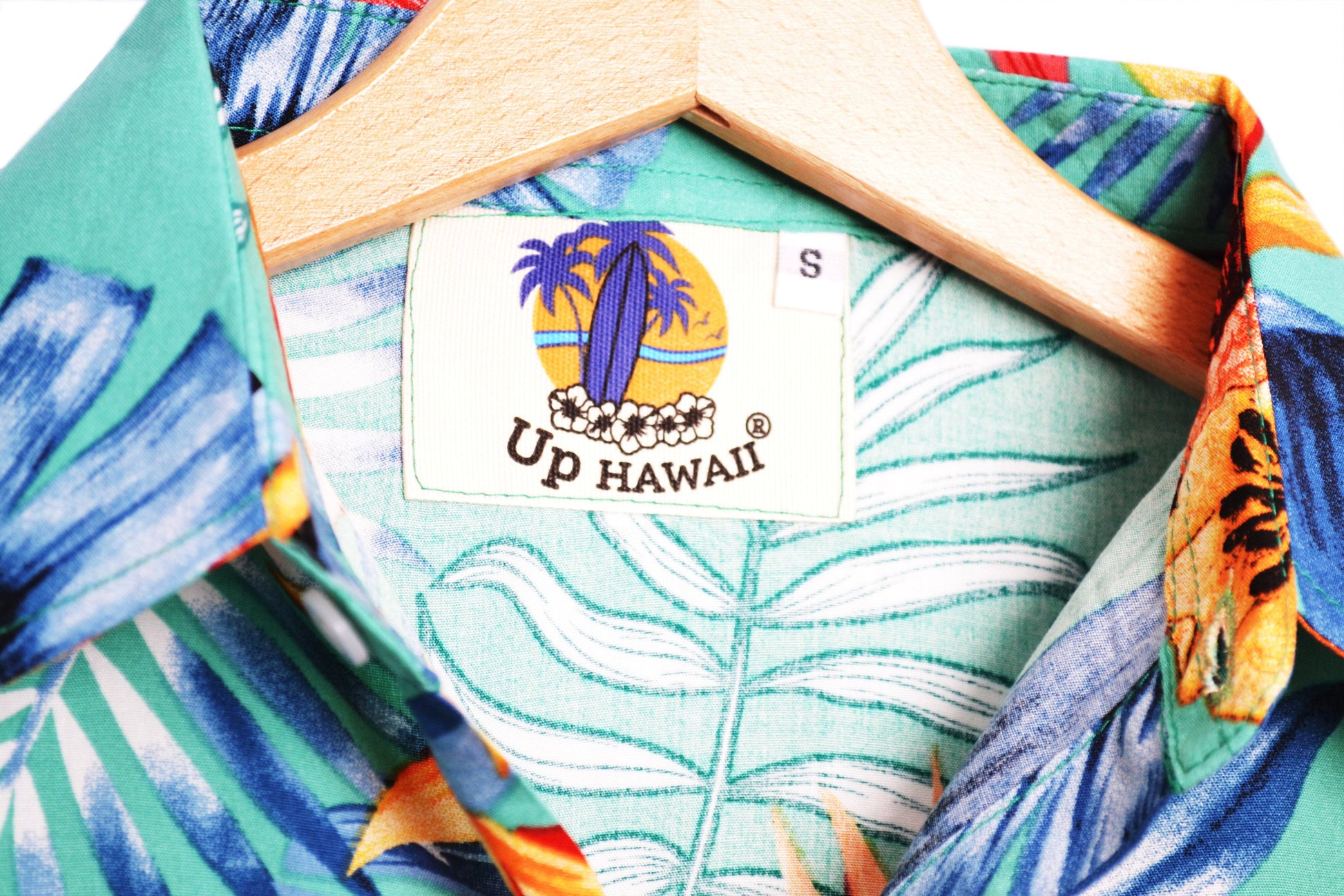 Vue label chemisier up hawaii couleur turquoise - GL BOUTIK